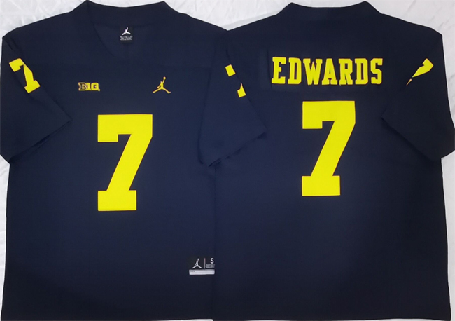 Men's Michigan Wolverines #7 Donovan Edwards Navy Stitched Jersey